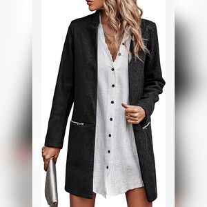 Angashion Lightweight Dark Gray Coatigan Cardigan Size M